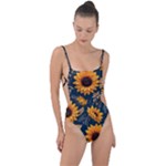 Flower Pattern Spring Tie Strap One Piece Swimsuit