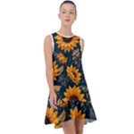 Flower Pattern Spring Frill Swing Dress