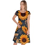 Flower Pattern Spring Classic Short Sleeve Dress