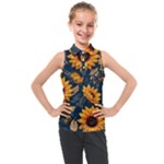 Flower Pattern Spring Kids  Sleeveless Polo T-Shirt