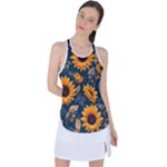 Flower Pattern Spring Racer Back Mesh Tank Top