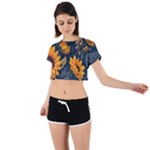 Flower Pattern Spring Tie Back Short Sleeve Crop T-Shirt