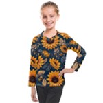 Flower Pattern Spring Kids  Long Mesh T-Shirt