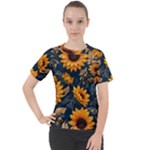 Flower Pattern Spring Women s Sport Raglan T-Shirt