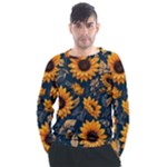Flower Pattern Spring Men s Long Sleeve Raglan T-Shirt
