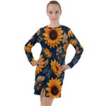 Flower Pattern Spring Long Sleeve Hoodie Dress