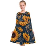 Flower Pattern Spring Kids  Midi Sailor Dress