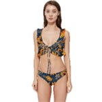 Flower Pattern Spring Low Cut Ruffle Edge Bikini Set