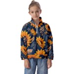 Flower Pattern Spring Kids  Half Zip Hoodie