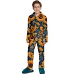 Flower Pattern Spring Kids  Long Sleeve Velvet Pajamas Set