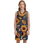 Flower Pattern Spring Kids  Basketball Mesh Set