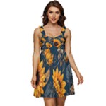 Flower Pattern Spring Ruffle Strap Babydoll Chiffon Dress