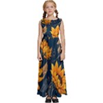 Flower Pattern Spring Kids  Satin Sleeveless Maxi Dress
