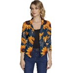 Flower Pattern Spring Women s Casual 3/4 Sleeve Spring Jacket