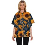 Flower Pattern Spring Women s Batwing Button Up Shirt
