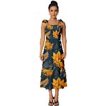 Flower Pattern Spring Tie-Strap Tiered Midi Chiffon Dress