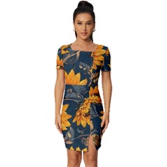 Fitted Knot Split End Bodycon Dress 