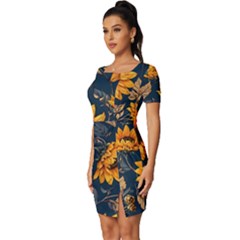 Fitted Knot Split End Bodycon Dress 