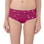 Hearts Valentine Love Background Mid-Waist Bikini Bottoms