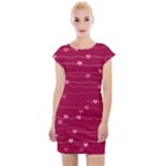 Hearts Valentine Love Background Cap Sleeve Bodycon Dress