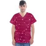 Hearts Valentine Love Background Men s V-Neck Scrub Top