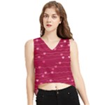 Hearts Valentine Love Background V-Neck Cropped Tank Top
