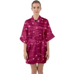Hearts Valentine Love Background Half Sleeve Satin Kimono 