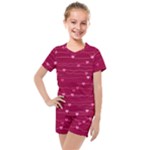 Hearts Valentine Love Background Kids  Mesh T-Shirt and Shorts Set