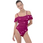 Hearts Valentine Love Background Frill Detail One Piece Swimsuit