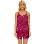 Hearts Valentine Love Background V-Neck Satin Pajamas Set