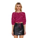 Hearts Valentine Love Background Mid Sleeve Drawstring Hem Top