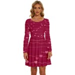Hearts Valentine Love Background Long Sleeve Wide Neck Velvet Dress