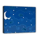 Sky Night Moon Clouds Crescent Canvas 14  x 11  (Stretched)