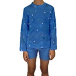 Sky Night Moon Clouds Crescent Kids  Long Sleeve Swimwear