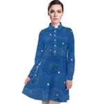 Sky Night Moon Clouds Crescent Long Sleeve Chiffon Shirt Dress