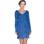Sky Night Moon Clouds Crescent Long Sleeve Nightdress