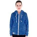 Sky Night Moon Clouds Crescent Women s Zipper Hoodie