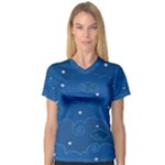 Sky Night Moon Clouds Crescent V-Neck Sport Mesh T-Shirt