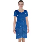 Sky Night Moon Clouds Crescent Short Sleeve Nightdress
