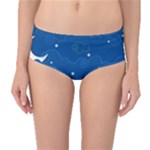 Sky Night Moon Clouds Crescent Mid-Waist Bikini Bottoms