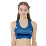 Sky Night Moon Clouds Crescent Sports Bra with Border