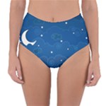 Sky Night Moon Clouds Crescent Reversible High-Waist Bikini Bottoms