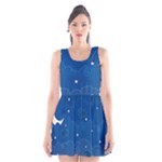 Sky Night Moon Clouds Crescent Scoop Neck Skater Dress