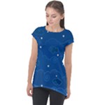 Sky Night Moon Clouds Crescent Cap Sleeve High Low Top