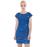 Sky Night Moon Clouds Crescent Cap Sleeve Bodycon Dress