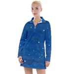 Sky Night Moon Clouds Crescent Women s Long Sleeve Casual Dress