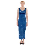 Sky Night Moon Clouds Crescent Fitted Maxi Dress