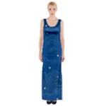 Sky Night Moon Clouds Crescent Thigh Split Maxi Dress