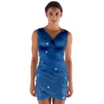 Sky Night Moon Clouds Crescent Wrap Front Bodycon Dress