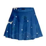 Sky Night Moon Clouds Crescent Mini Flare Skirt